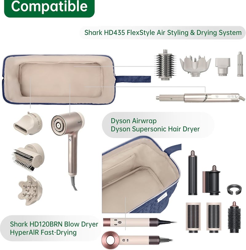 KarSyon Shark Flex Style Case for Airwrap Hair Dryer Brush Revlon Hair Tools Travel Bag Carrying Case Flat Curling Iron Organizer (Navy Blue) - Image 4
